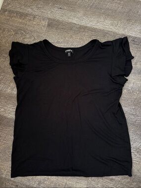 Express Black Ruffle Short Sleeve Tee